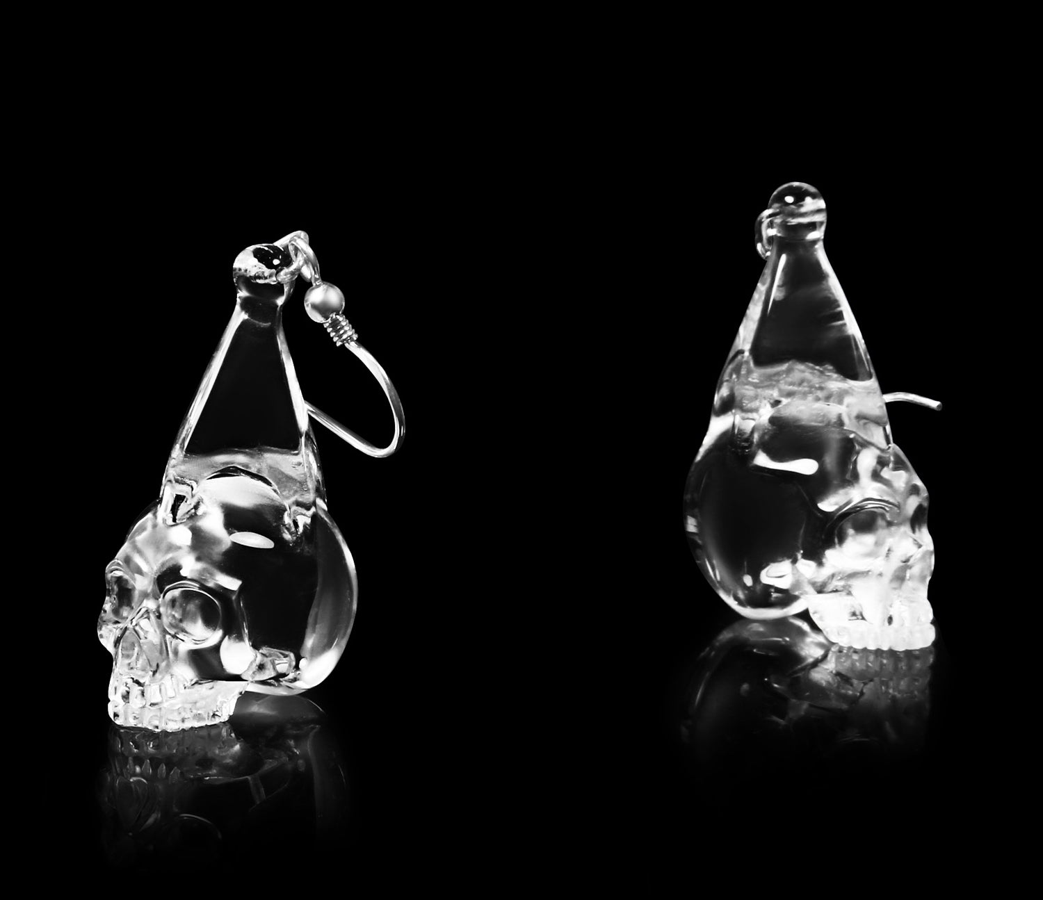 Clear Quartz Rock Crystal Carved Crystal Skull Earring1