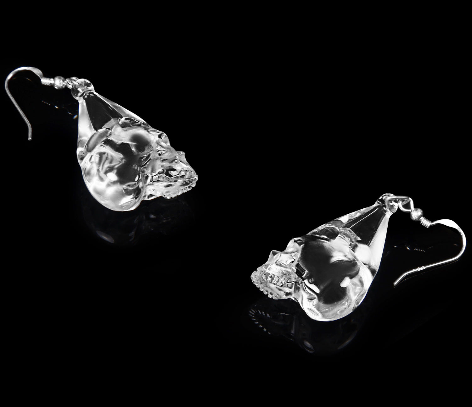 Clear Quartz Rock Crystal Carved Crystal Skull Earring