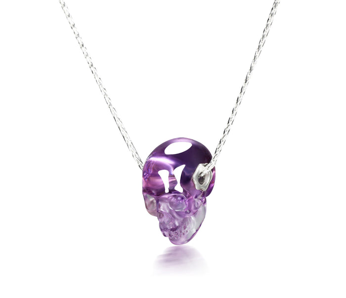 Clear Amethyst Carved Crystal Skull Pendant, Quartz