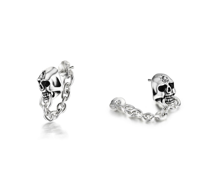 Sterling Silver Skull Earrings