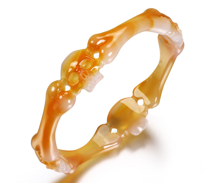 Agate Carved Crystal Skull Bracelet