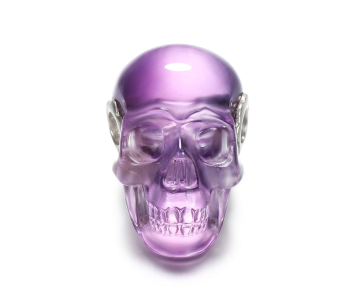 Clear Amethyst Carved Crystal Skull Pendant, Quartz1