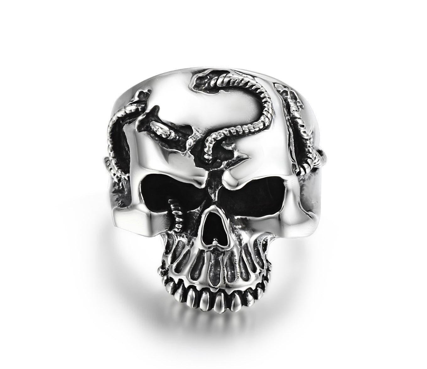 Rope Banding Sterling Silver Skull Ring1