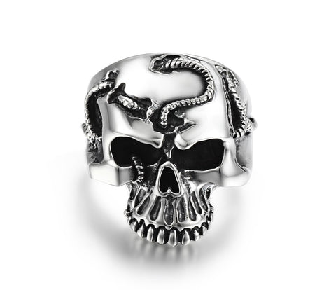 Rope Banding Sterling Silver Skull Ring1