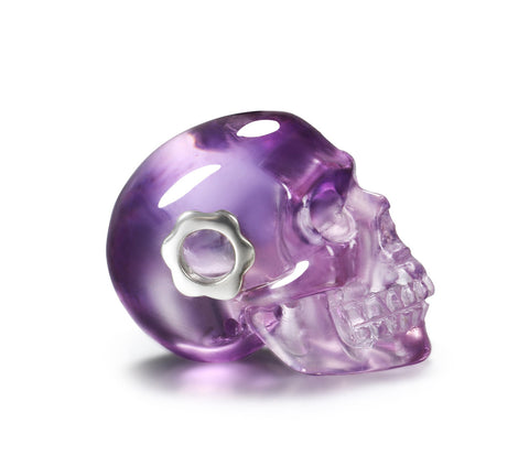 Clear Amethyst Carved Crystal Skull Pendant, Quartz