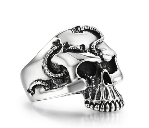 Rope Banding Sterling Silver Skull Ring