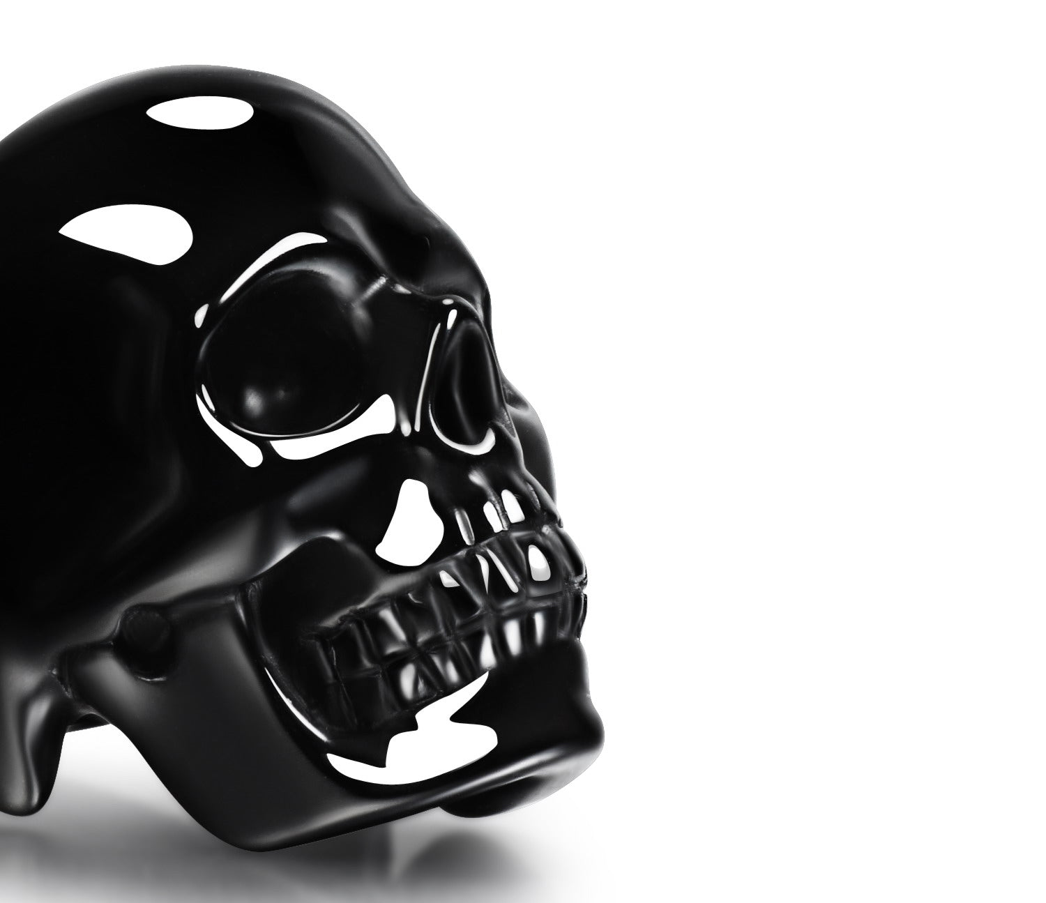 Skullis Signature Solid Black Onyx Carved Gemstone Skull Ring