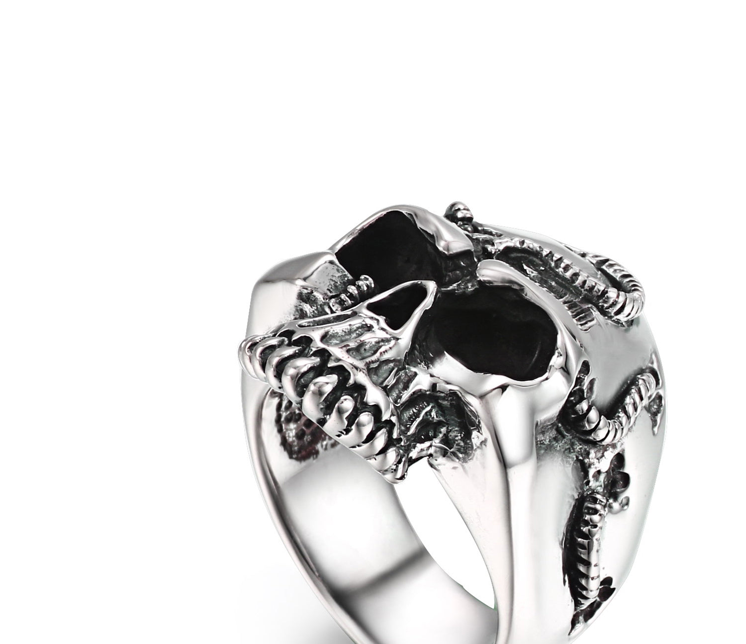 Rope Banding Sterling Silver Skull Ring