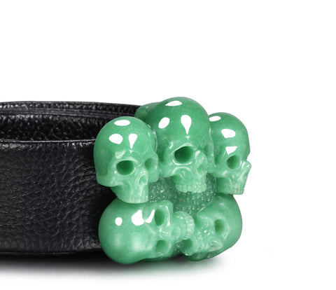Green Aventurine Carved Crystal Skull Buckle
