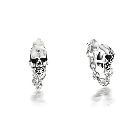 Sterling Silver Skull Earrings