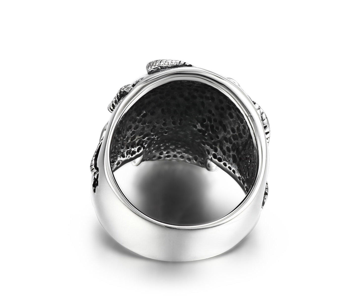 Rope Banding Sterling Silver Skull Ring