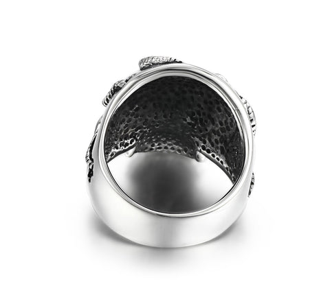 Rope Banding Sterling Silver Skull Ring