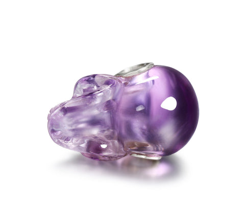 Clear Amethyst Carved Crystal Skull Pendant, Quartz