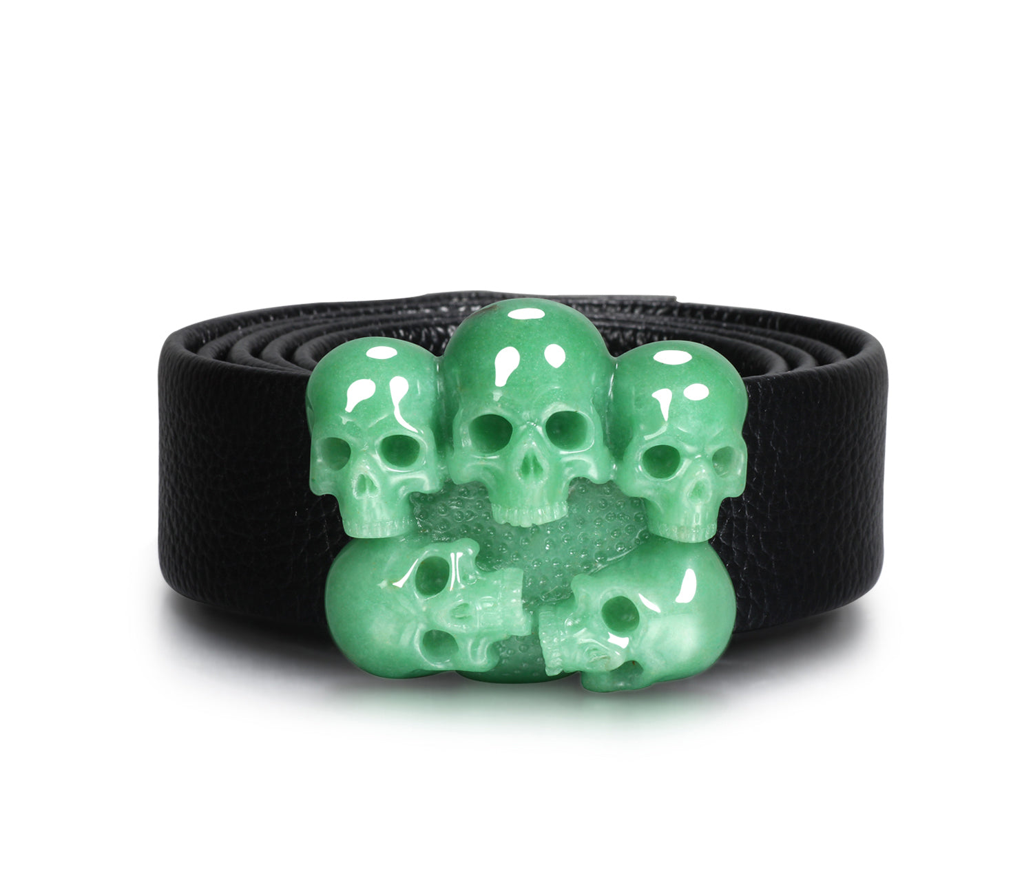 Green Aventurine Carved Crystal Skull Buckle