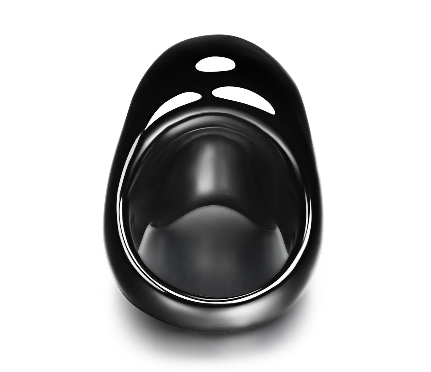 Skullis Signature Solid Black Onyx Carved Gemstone Skull Ring
