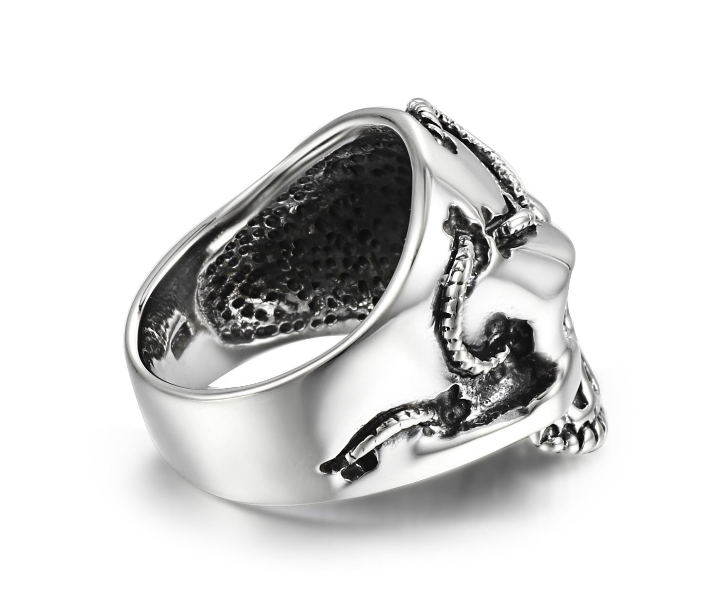 Rope Banding Sterling Silver Skull Ring