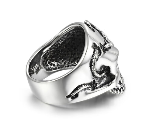 Rope Banding Sterling Silver Skull Ring