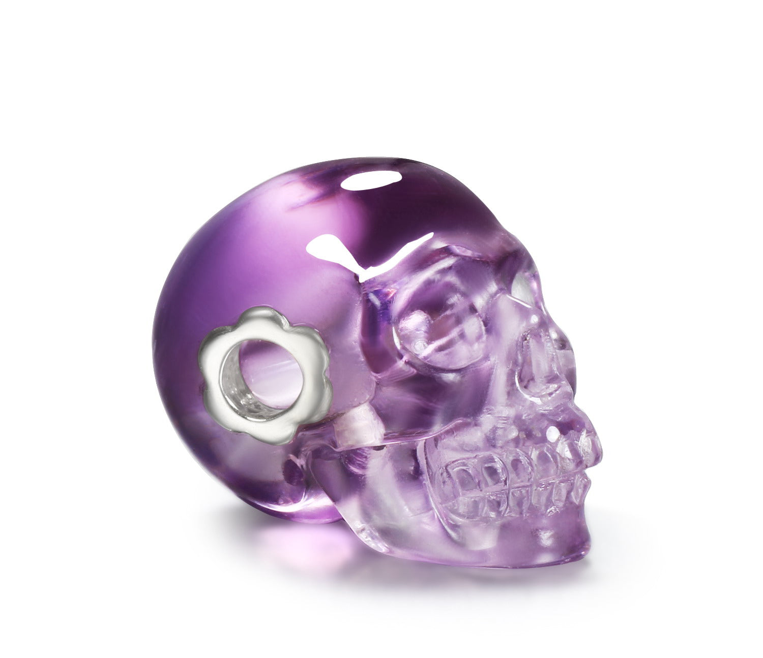 Clear Amethyst Carved Crystal Skull Pendant, Quartz