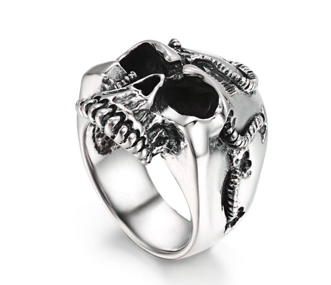 Rope Banding Sterling Silver Skull Ring