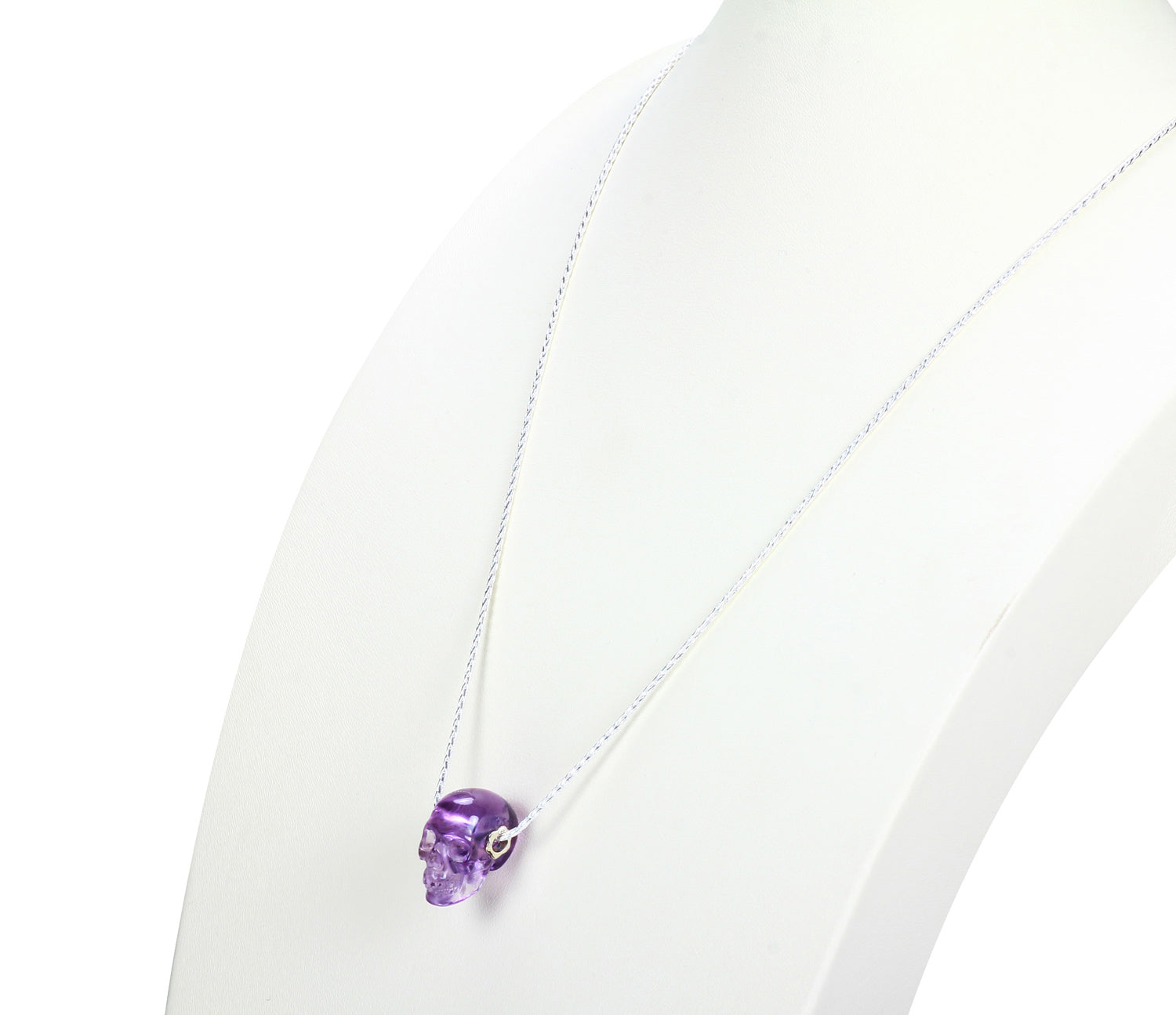 Clear Amethyst Carved Crystal Skull Pendant, Quartz