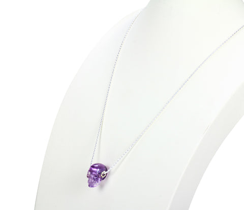 Clear Amethyst Carved Crystal Skull Pendant, Quartz