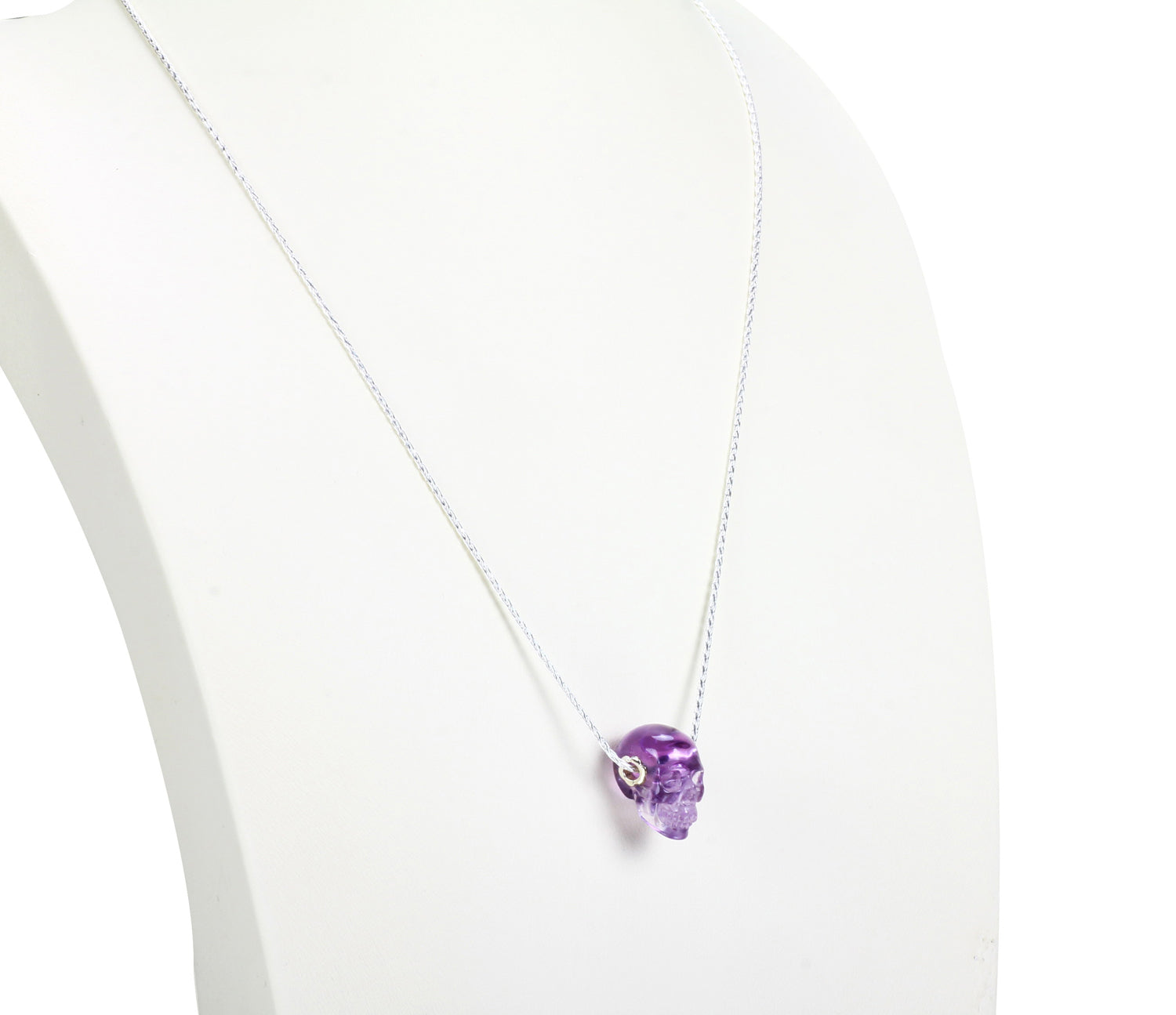 Clear Amethyst Carved Crystal Skull Pendant, Quartz
