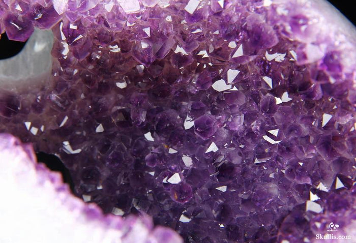 Awesome Lifesized 7.8" Amethyst Geode Agate Carved Crystal Skull, Super Realistic