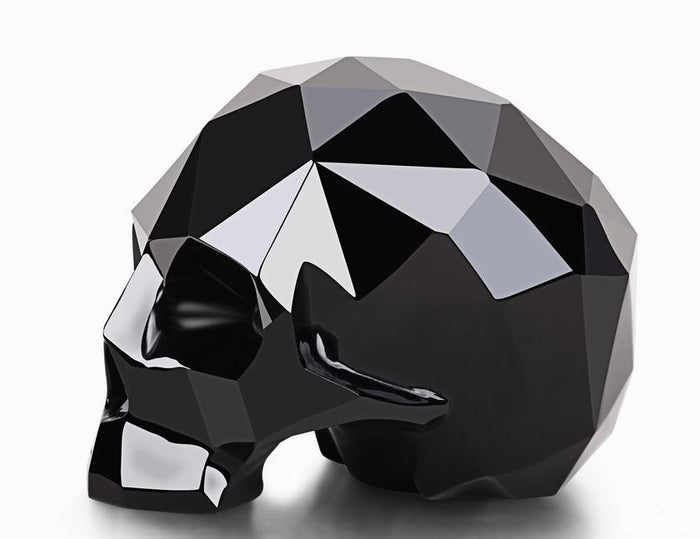 Black Obsidian Carved Faceted Crystal Skull Sculpture