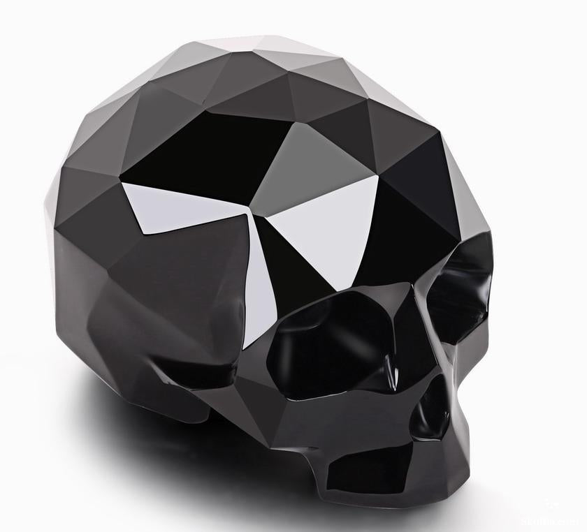 Amazing 3.9" Black Obsidian Carved Faceted Crystal Skull Sculpture