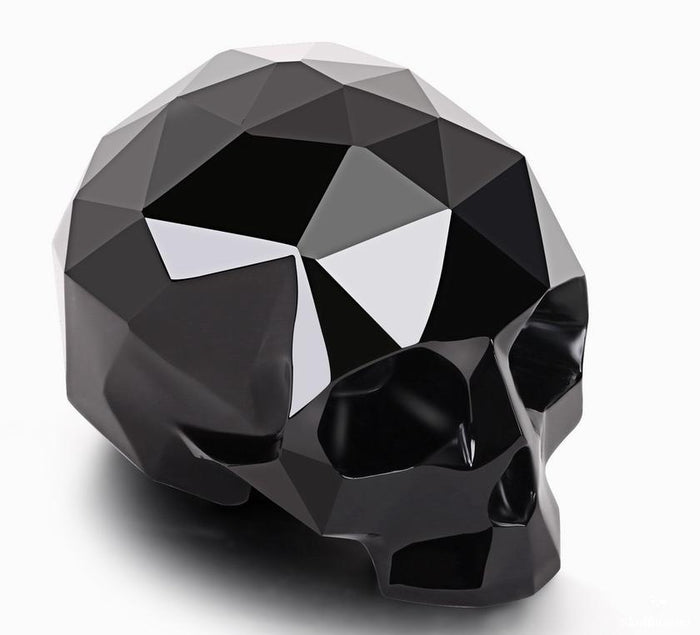 Amazing 3.9" Black Obsidian Carved Faceted Crystal Skull Sculpture