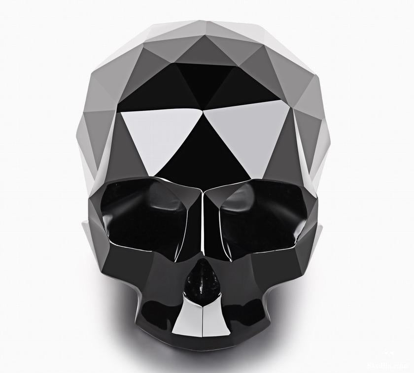 Black Obsidian Carved Faceted Crystal Skull Sculpture