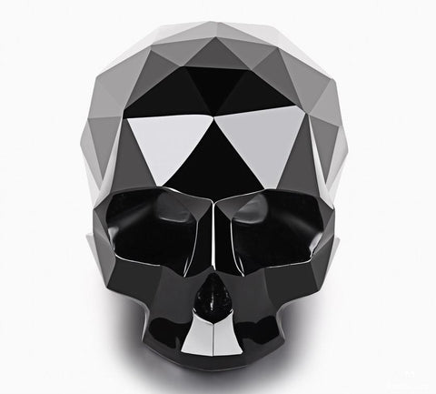 Black Obsidian Carved Faceted Crystal Skull Sculpture