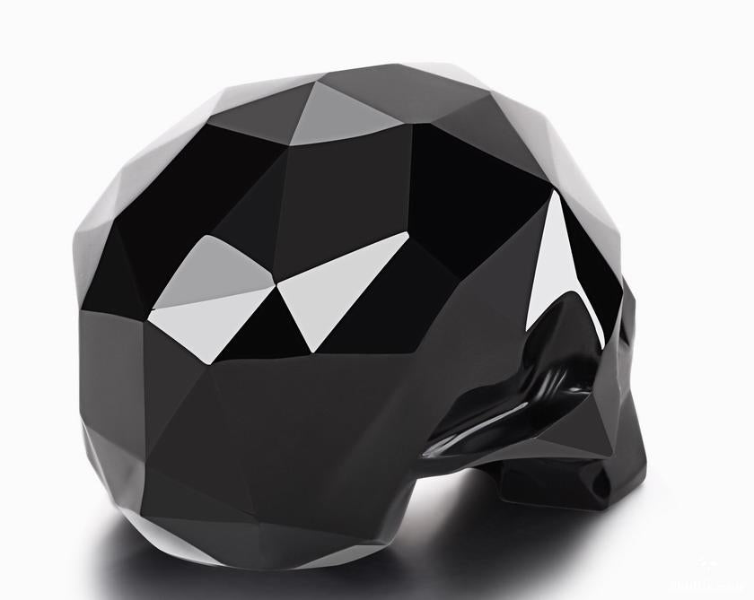 Amazing 3.9" Black Obsidian Carved Faceted Crystal Skull Sculpture