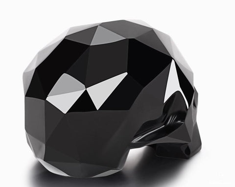 Amazing 3.9" Black Obsidian Carved Faceted Crystal Skull Sculpture