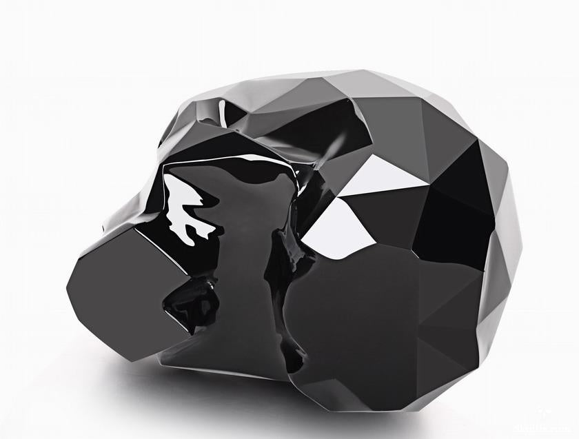 Amazing 3.9" Black Obsidian Carved Faceted Crystal Skull Sculpture
