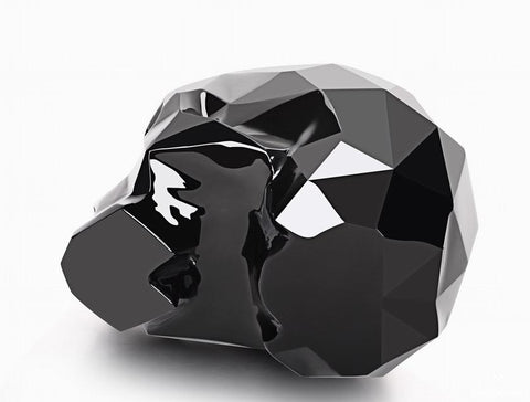 Amazing 3.9" Black Obsidian Carved Faceted Crystal Skull Sculpture