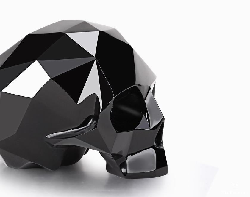 Amazing 3.9" Black Obsidian Carved Faceted Crystal Skull Sculpture