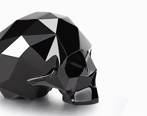 Amazing 3.9" Black Obsidian Carved Faceted Crystal Skull Sculpture