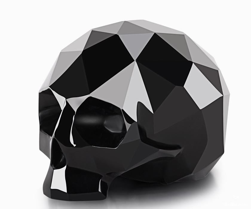 Amazing 3.9" Black Obsidian Carved Faceted Crystal Skull Sculpture