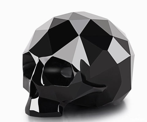 Amazing 3.9" Black Obsidian Carved Faceted Crystal Skull Sculpture
