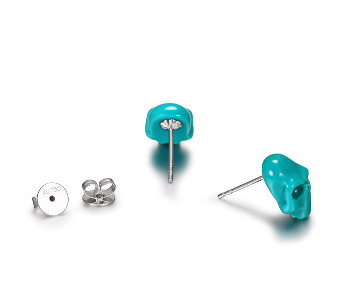 Turquoise Carved Crystal Skull Earrings