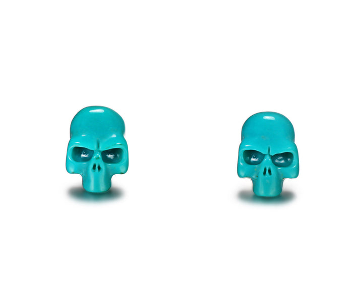 Turquoise Carved Crystal Skull Earrings1