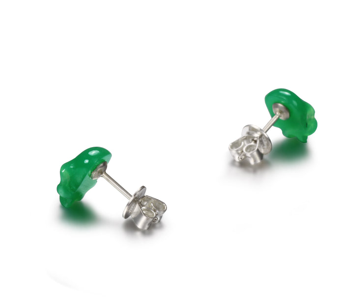 Gemstone, Chrysoprase Carved Crystal Skull Earrings with Sterling Silver1