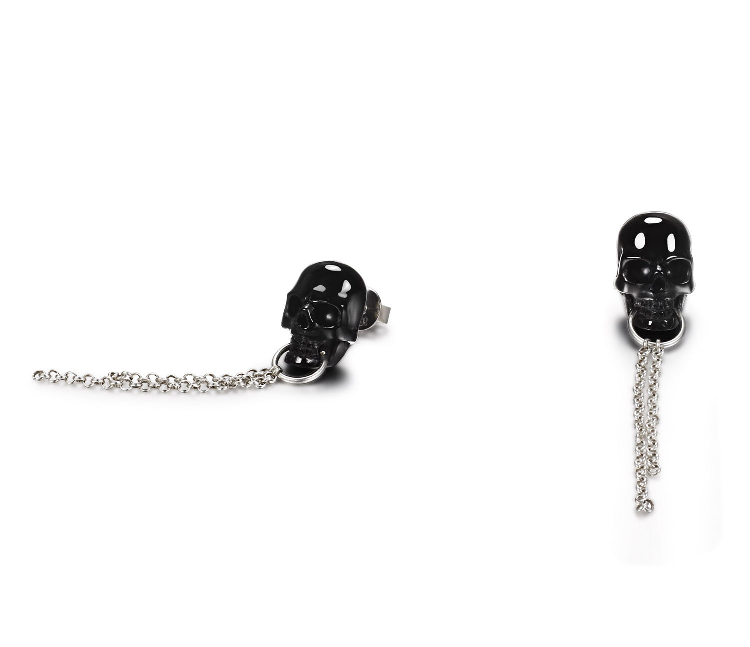 Black Obsidian Carved Crystal Skull Earrings with Sterling Silver1