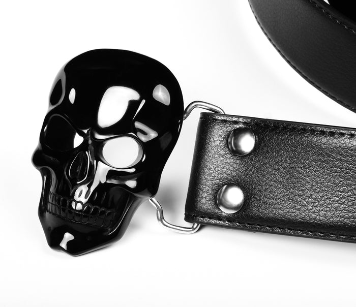 Black Obsidian Carved Crystal Skull Belt with Sterling Silver1