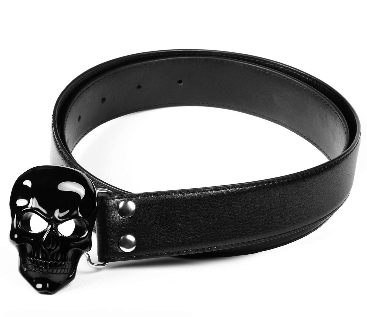 Black Obsidian Carved Crystal Skull Belt with Sterling Silver