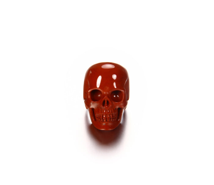 Skullis Signature Solid Red Jasper Carved Gemstone Crystal Skull Ring