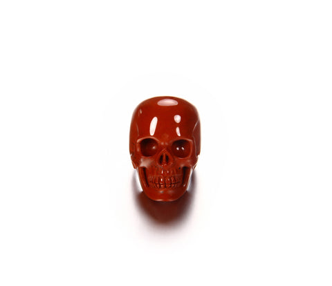Skullis Signature Solid Red Jasper Carved Gemstone Crystal Skull Ring