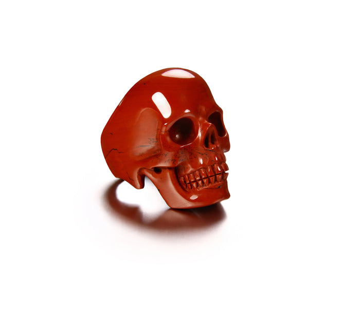 Skullis Signature Solid Red Jasper Carved Gemstone Crystal Skull Ring1