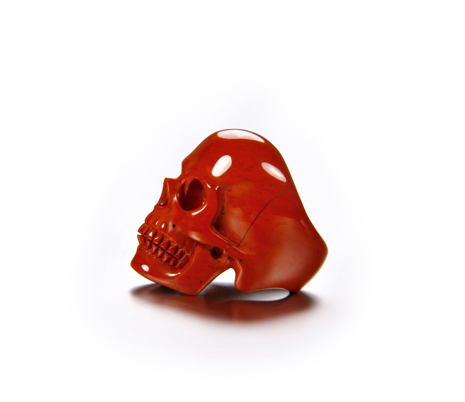 Skullis Signature Solid Red Jasper Carved Gemstone Crystal Skull Ring